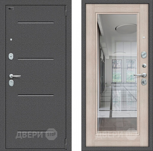 Входная металлическая Дверь Bravo Porta S-2 104/П61 с зеркалом Капучино в Троицк