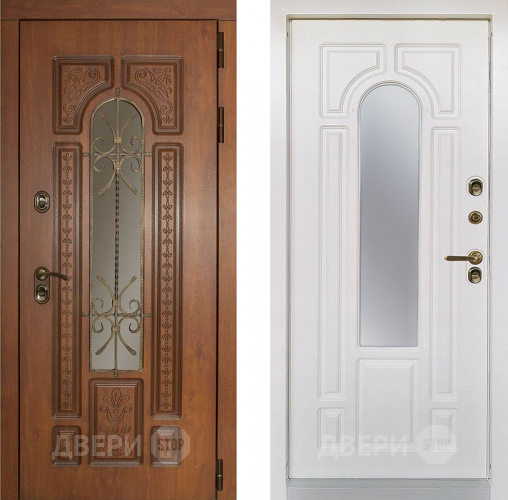 Дверь Заводская Лацио Термо Орех золотой/ Вайт (с терморазрывом) в Троицк