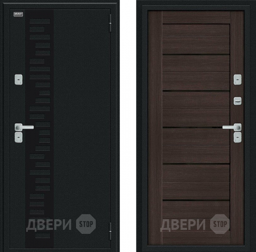 Входная металлическая Дверь Bravo Thermo Техно Декор Букле черное/Wenge Veralinga в Троицк