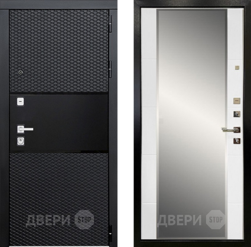 Входная металлическая Дверь Ратибор Прима 3К с зеркалом Белый матовый в Троицк