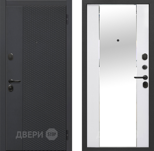 Входная металлическая Дверь Флорида Зеркало Фацет Эммалит Белый в Троицк