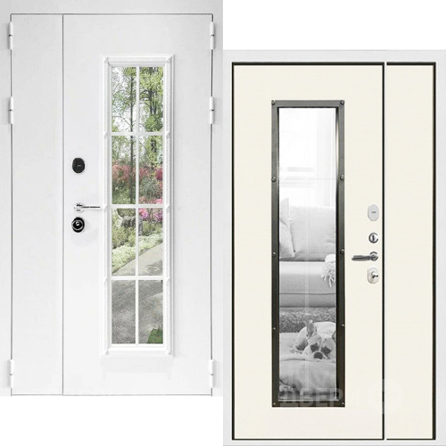 Входная металлическая Дверь Дверной Континент Тичино Двустворчатая Белая в Троицк