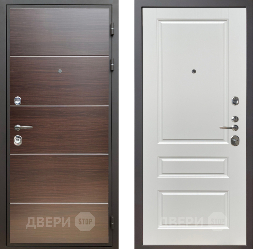 Входная металлическая Дверь Шелтер (SHELTER) Комфорт Венге структурный горизонт 1 Белый ясень в Троицк
