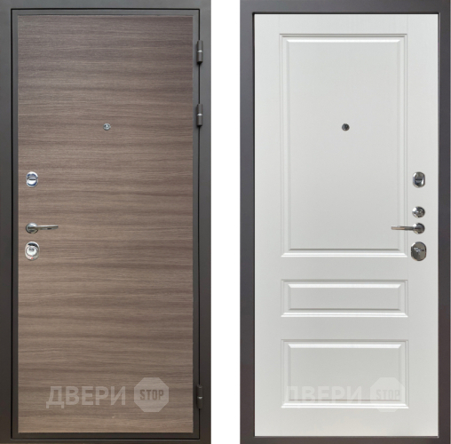 Входная металлическая Дверь Шелтер (SHELTER) Комфорт Дуб тоскано поперечный 1 Белый ясень в Троицк