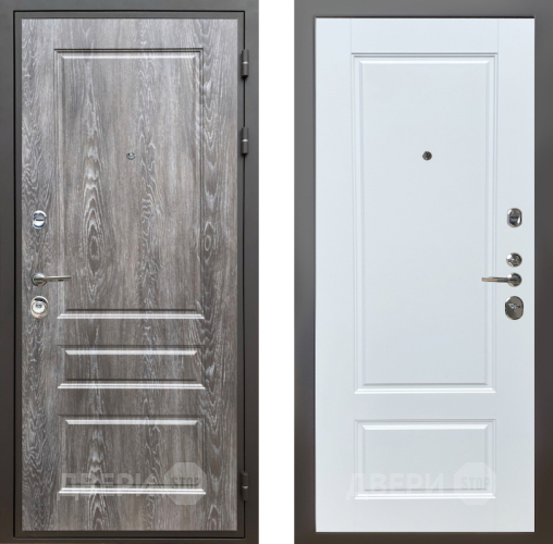 Входная металлическая Дверь Шелтер (SHELTER) Комфорт Дуб шале серебро 4 Белый матовый в Троицк