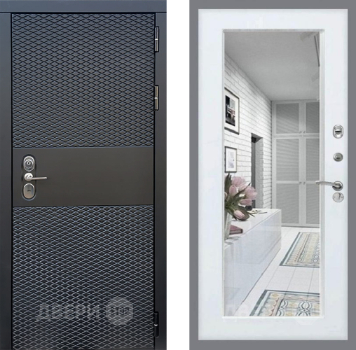 Входная металлическая Дверь Стоп БЛЭК CISA Зеркало Белый ясень в Троицк