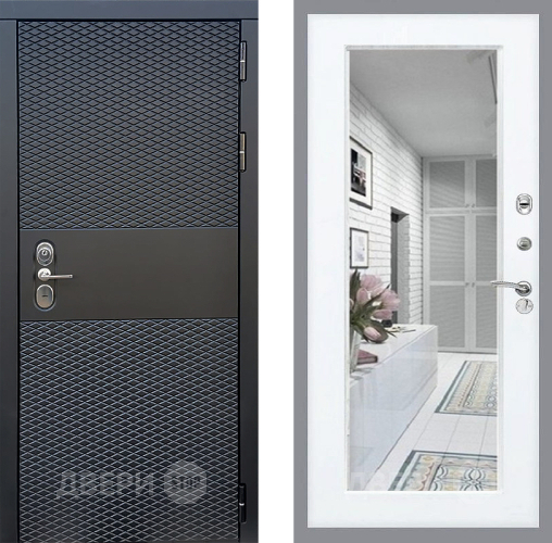 Входная металлическая Дверь Стоп БЛЭК CISA Зеркало Силк Сноу в Троицк