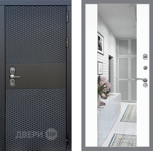 Входная металлическая Дверь Стоп БЛЭК CISA Зеркало СБ-16 Силк Сноу в Троицк