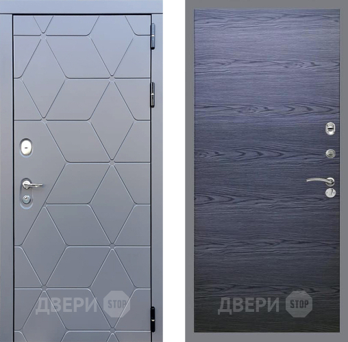 Входная металлическая Дверь Стоп КОСМО Гладкая Дуб тангенальный черный в Троицк