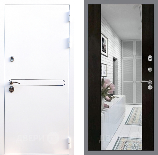 Входная металлическая Дверь Стоп Лайн Вайт Зеркало СБ-16 Венге в Троицк