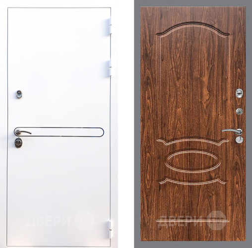 Входная металлическая Дверь Стоп Лайн Вайт ФЛ-128 орех тисненый в Троицк