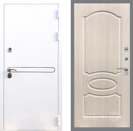 Входная металлическая Дверь Стоп Лайн Вайт ФЛ-128 Беленый дуб в Троицк