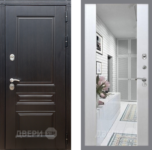 Входная металлическая Дверь Стоп МЕГАПОЛИС Зеркало СБ-16 Лиственница беж в Троицк