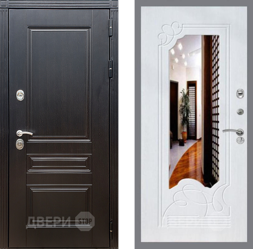 Входная металлическая Дверь Стоп МЕГАПОЛИС ЗкркалоФЛ-147 Ясень белый в Троицк