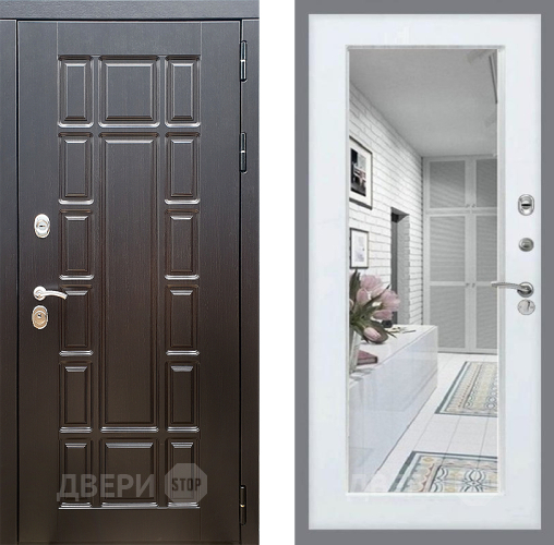 Входная металлическая Дверь Стоп НЬЮ ЙОРК Зеркало Белый ясень в Троицк