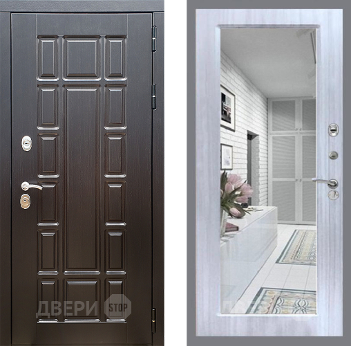 Входная металлическая Дверь Стоп НЬЮ ЙОРК Зеркало Сандал белый в Троицк