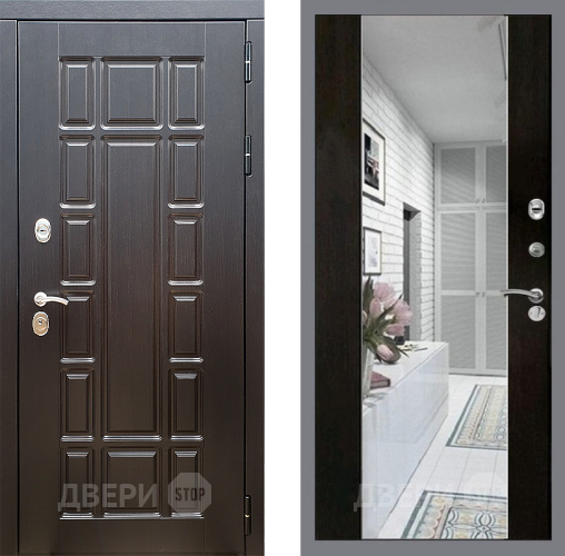 Входная металлическая Дверь Стоп НЬЮ ЙОРК Зеркало СБ-16 Венге в Троицк