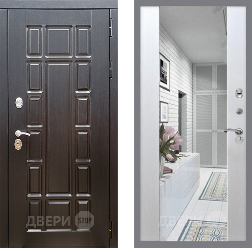 Входная металлическая Дверь Стоп НЬЮ ЙОРК Зеркало СБ-16 Лиственница беж в Троицк