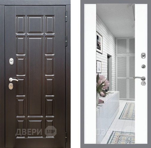 Входная металлическая Дверь Стоп НЬЮ ЙОРК Зеркало СБ-16 Силк Сноу в Троицк