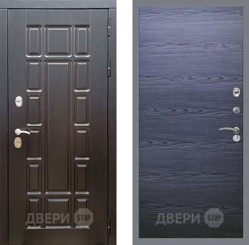 Входная металлическая Дверь Стоп НЬЮ ЙОРК Гладкая Дуб тангенальный черный в Троицк