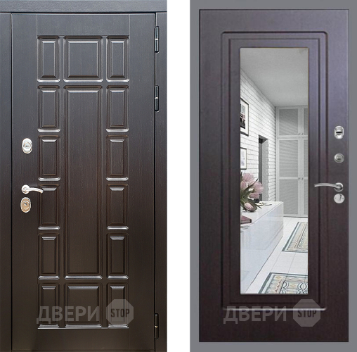 Входная металлическая Дверь Стоп НЬЮ ЙОРК Зеркало ФЛ-120 Венге в Троицк