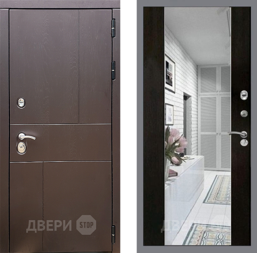 Входная металлическая Дверь Стоп УРБАН Зеркало СБ-16 Венге в Троицк
