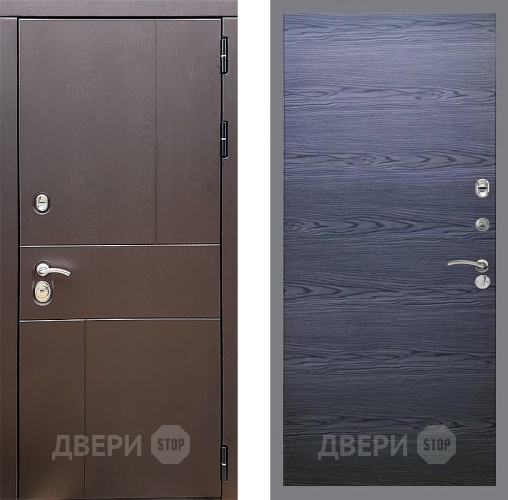 Входная металлическая Дверь Стоп УРБАН Гладкая Дуб тангенальный черный в Троицк