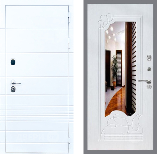 Входная металлическая Дверь Стоп ТРЕНДО ЗкркалоФЛ-147 Ясень белый в Троицк