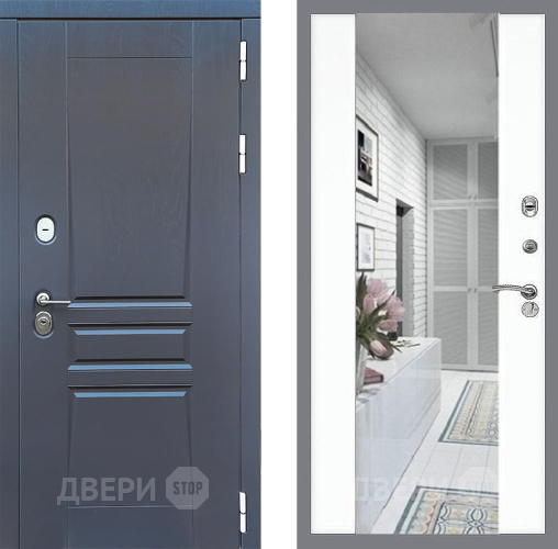 Входная металлическая Дверь Стоп ПЛАТИНУМ Зеркало СБ-16 Силк Сноу в Троицк