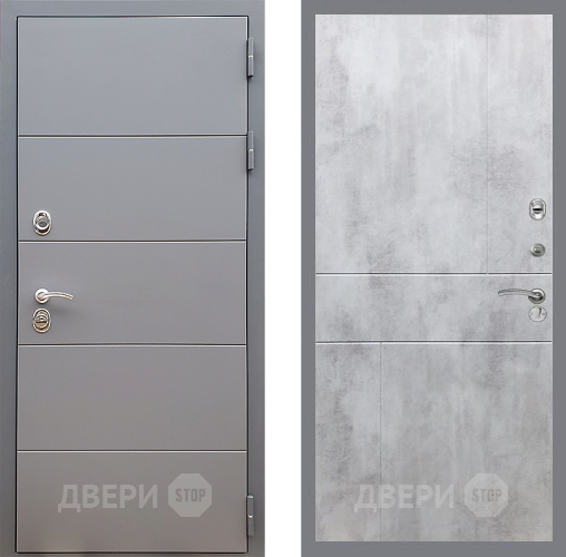 Входная металлическая Дверь Стоп АРТ ГРАФИТ ФЛ-290 Бетон светлый в Троицк