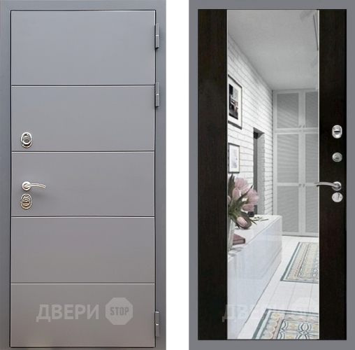 Входная металлическая Дверь Стоп АРТ ГРАФИТ Зеркало СБ-16 Венге в Троицк