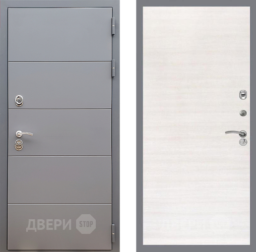 Входная металлическая Дверь Стоп АРТ ГРАФИТ Гладкая Акация светлая в Троицк