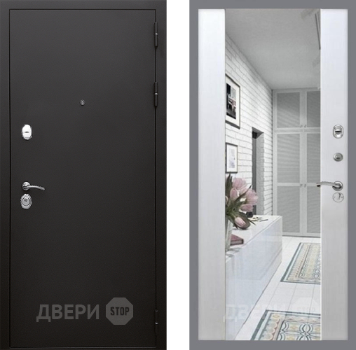 Входная металлическая Дверь Стоп КЛАССИК Шагрень Зеркало СБ-16 Лиственница беж в Троицк