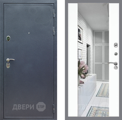 Входная металлическая Дверь Стоп СИЛЬВЕР Зеркало СБ-16 Силк Сноу в Троицк