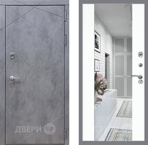 Входная металлическая Дверь Стоп Лучи Зеркало СБ-16 Силк Сноу в Троицк