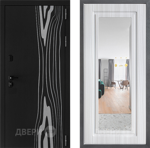 Входная металлическая Дверь Дверной континент ДК-12 ФЛЗ Зеркало Сандал белый в Троицк