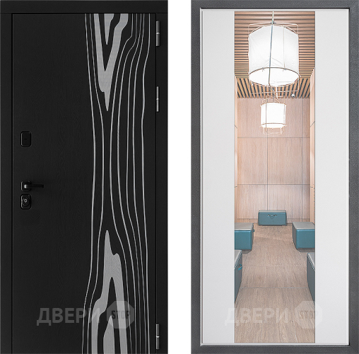 Входная металлическая Дверь Дверной континент ДК-12 ФЛЗ-1 Зеркало Белый софт в Троицк