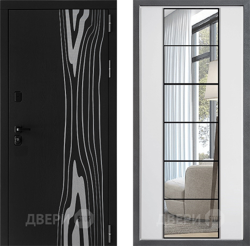 Входная металлическая Дверь Дверной континент ДК-12 ФЛЗ-2 Зеркало Белый софт в Троицк