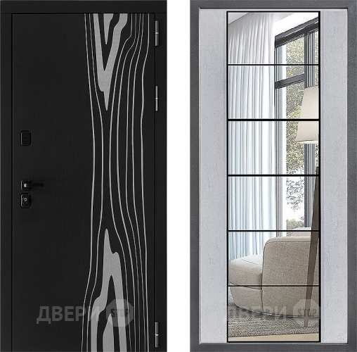 Входная металлическая Дверь Дверной континент ДК-12 ФЛЗ-2 Зеркало Бетон светлый в Троицк