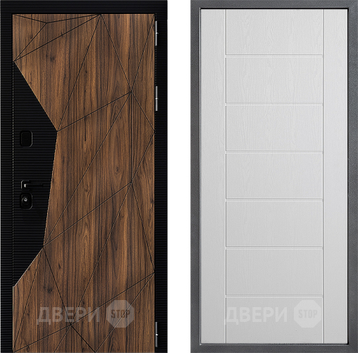 Входная металлическая Дверь Дверной континент ДК-11 ФЛ-Лайн Белое дерево в Троицк