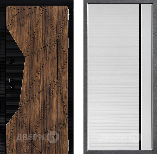 Входная металлическая Дверь Дверной континент ДК-11 ФЛ-757 Черное Стекло Софт милк в Троицк