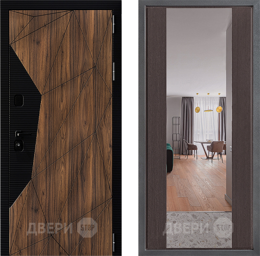Входная металлическая Дверь Дверной континент ДК-11 ФЛЗ-1 Зеркало Венге в Троицк