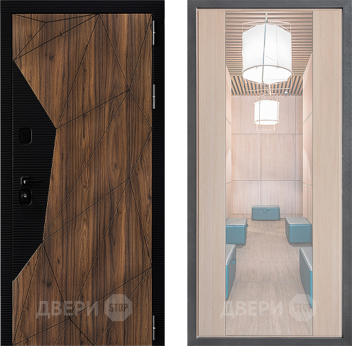 Входная металлическая Дверь Дверной континент ДК-11 ФЛЗ-1 Зеркало Капучино в Троицк