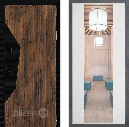 Входная металлическая Дверь Дверной континент ДК-11 ФЛЗ-1 Зеркало Белый софт в Троицк