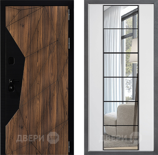 Входная металлическая Дверь Дверной континент ДК-11 ФЛЗ-2 Зеркало Белый софт в Троицк