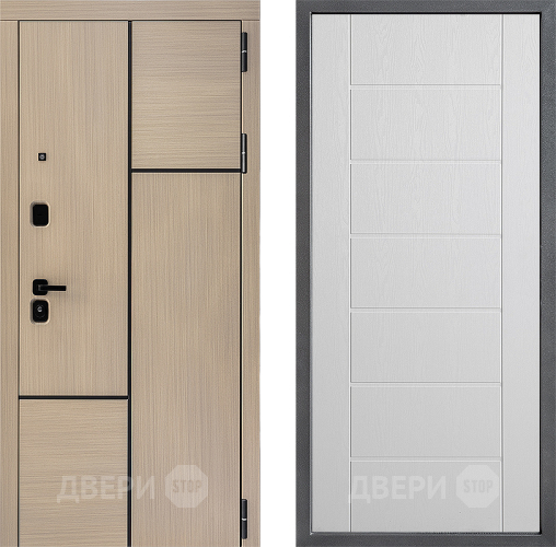 Входная металлическая Дверь Дверной континент ДК-14 ФЛ-Лайн Белое дерево в Троицк