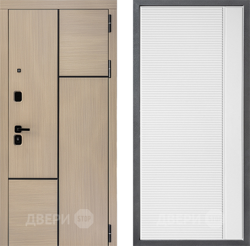 Входная металлическая Дверь Дверной континент ДК-14 ФЛ-757 Белое Стекло Софт милк в Троицк