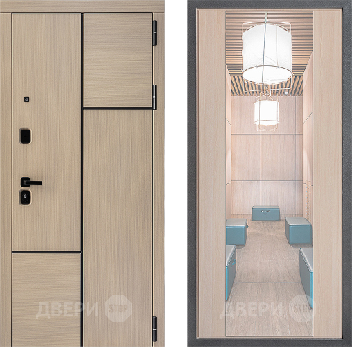 Входная металлическая Дверь Дверной континент ДК-14 ФЛЗ-1 Зеркало Капучино в Троицк