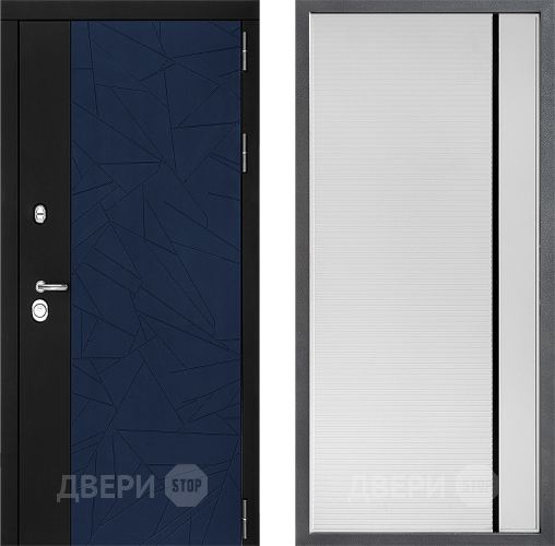 Входная металлическая Дверь Дверной континент ДК-9 ФЛ-757 Черное Стекло Софт милк в Троицк