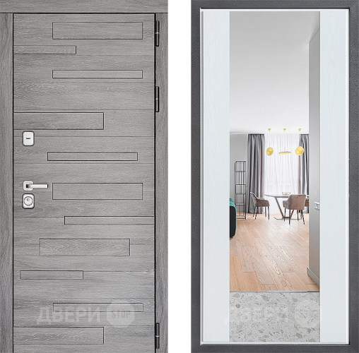 Входная металлическая Дверь Дверной континент ДК-10 ФЛЗ-1 Зеркало Белое дерево в Троицк